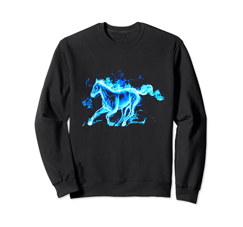 Caballo azul caballo fuego fondo arte abstracto Sudadera