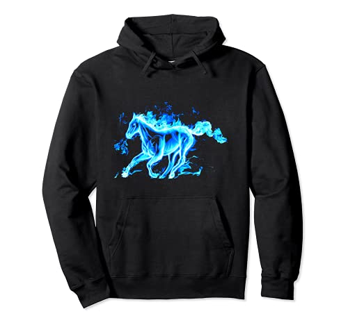 Caballo azul caballo fuego fondo arte abstracto Sudadera con Capucha