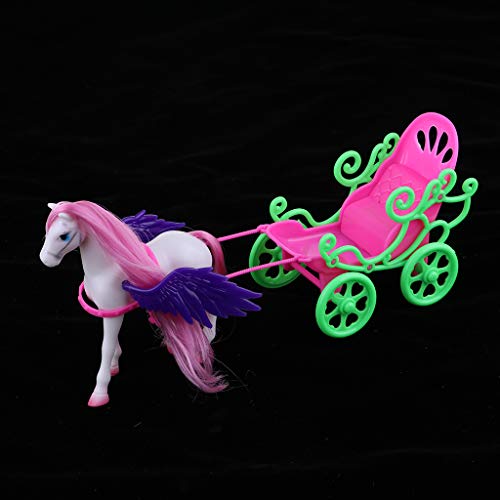 Caballo de Carruaje de Pegaso Plástico Miniatura con ala para 1/6 Muñecas Niña Accesorios Juegos