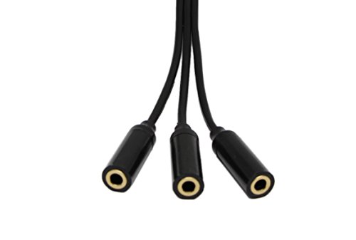 Cable de audio TRRS AUX de 3,5 mm, de 3,5 mm, TRRS de 4 polos/3 anillos macho a 3 hembras TRRS de 3,5 mm, 4 polos/3 anillas, chapado en oro