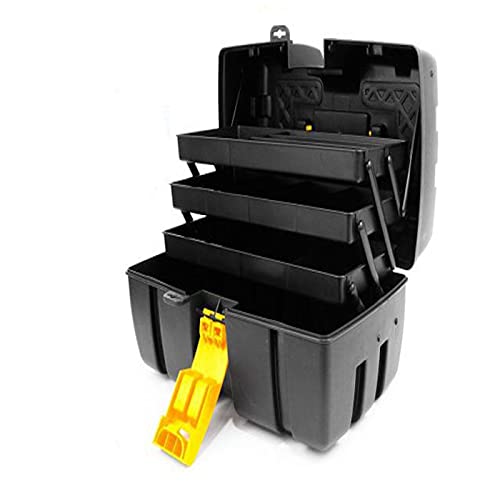 Caja de herramientas de plástico con 3 bandejas de almacenamiento de 20 x 36 x 19,5 cm .Arcón especial para bricolaje con distintas divisiones para guardar o almacenar utensilios.