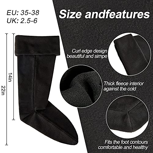 Calcetines de Bota Adulto de Vellón Largos Térmicos Wellington (Medio, Negro)