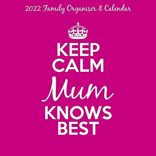 Calendario de pared con imán para nevera con texto en inglés «Keep Calm & Carry On», Mums Knows Best Planner 2022