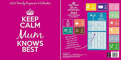 Calendario de pared con imán para nevera con texto en inglés «Keep Calm & Carry On», Mums Knows Best Planner 2022