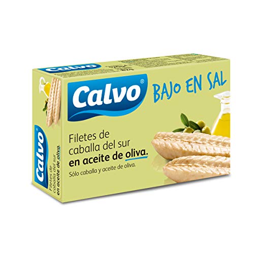 Calvo Filetes De Caballa En Aceite De Oliva Bajo En Sal Lata 82 Gr