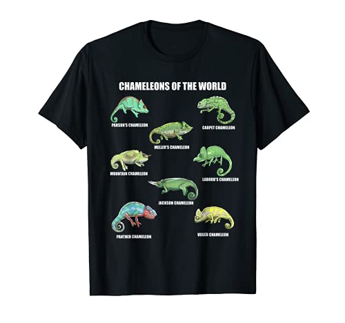 Camaleones del Mundo Animal Educativo Lagarto Reptil Camiseta