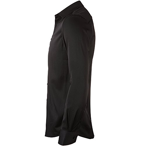 Camisa Bambú Fibra con Manga Larga para Hombre, Slim Fit, Color Negro, 41