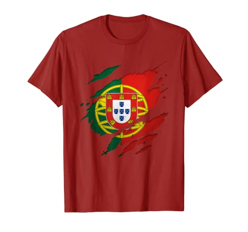 Camisas portuguesas orgullosas | Bandera de Portugal desgarrada Camiseta