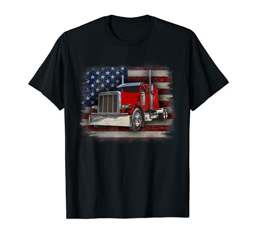 Camiseta de camionero con bandera americana y gran aparejo Camiseta