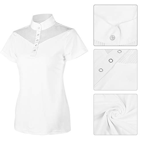 Camiseta de Polo para Mujer, Camisas ecuestres Protectoras para el Sol para Mujer Cuello Transpirable Top de equitación Ropa Ecuestre