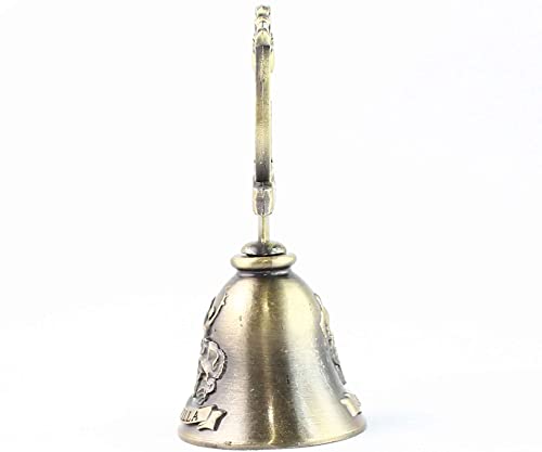 Campana Sevilla en Metal, campanilla de sobremesa, con La Giralda y La Torre del Oro. En color bronce envejecida. Altura 10 cm.