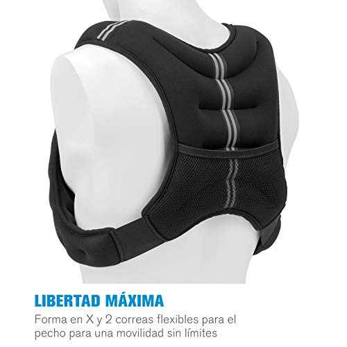 CAPITAL SPORTS X-Vest Chaleco, peso: 8 kg, material: neopreno/nylon, material de relleno: bolas de acero, para el entrenamiento de peso corporal y funcional, 2 correas de pecho, negro