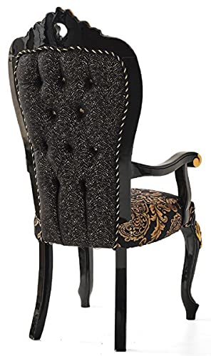 Casa Padrino Conjunto de sillas de Comedor Barroco de Lujo Negro/Oro - Conjunto de sillas de Cocina de 6 - Muebles de Comedor barrocos - Noble & Magnífico