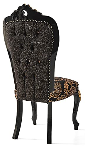 Casa Padrino Conjunto de sillas de Comedor Barroco de Lujo Negro/Oro - Conjunto de sillas de Cocina de 6 - Muebles de Comedor barrocos - Noble & Magnífico