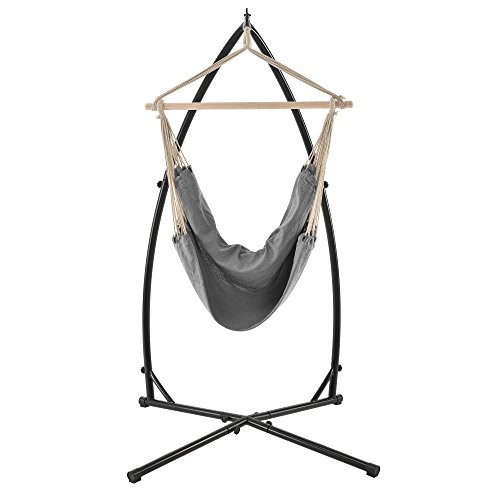 casa.pro] Hamaca XXL con Soporte (100 x 100 cm) (Gris) Silla Colgante sillón Colgante