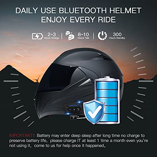 Cascos de moto con Bluetooth, visera masculina, casco integral de doble lente, casco antivaho abatible con walkie-talkie inalámbrico, para casco Bluetooth de carreras de bicicleta de montaña (A13 M)