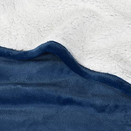 Catalonia - Manta para poncho de sherpa, muy suave, cómoda, de felpa, para adultos, mujeres, hombres, niños, para interiores o exteriores, 200 x 140 cm, color azul marino