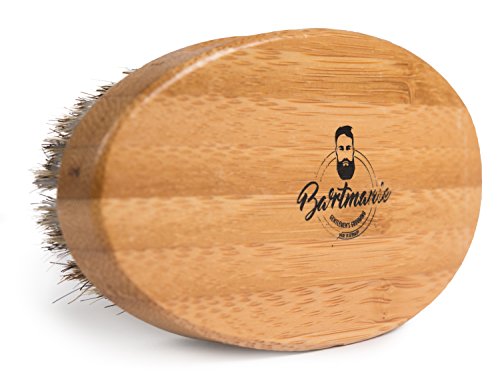 cepillo de barba BARTMANIE hecha de madera fina y los caballos cerdas de pelo real para el cuidado perfecto de la barba, cepillo de barba de pelo de caballo en caja de regalo noble