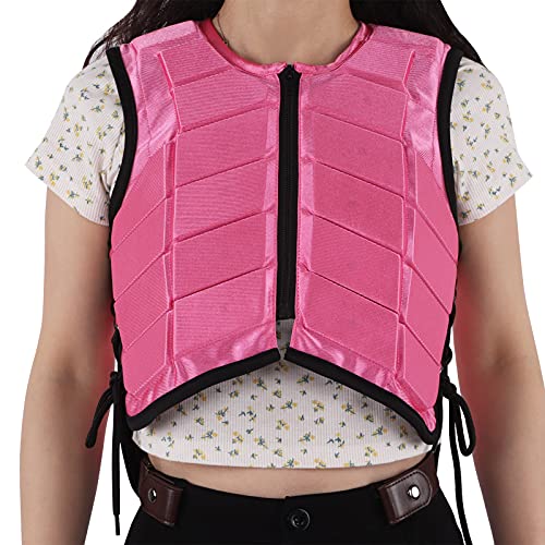 Chaleco Ecuestre para niños, Protector de Cuerpo de Equipo Protector para Montar a Caballo de Seguridad Acolchado de Espuma, Color Rosa(CL)