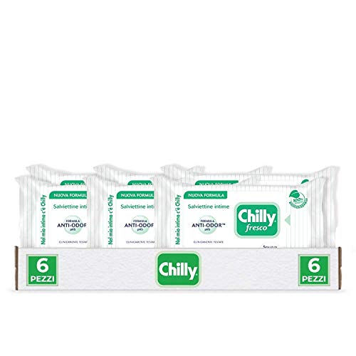 Chilly, Toallitas frescas, toallitas higiénicas íntimas, acción protectora, 6 paquetes de 12 toallitas