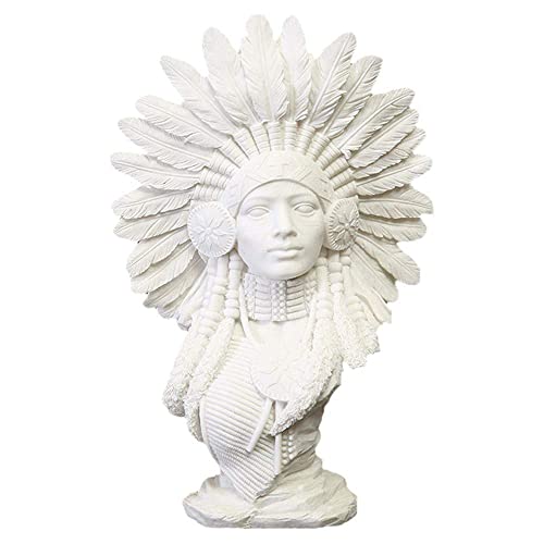 CHUNGEBS Figura nativa Americana India Figurine Sculpture Decoración, Guerrero Indio Retro Hogar Estatuillas Resina Artesanía Decoración de Escritorio para el hogar