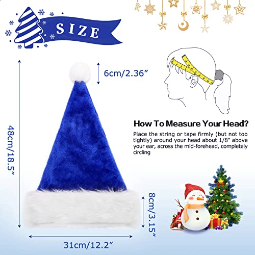 CITÉTOILE Sombrero azul de Papá Noel de terciopelo para adultos Sombreros de Navidad de lujo para mujeres hombres de lujo de terciopelo Santa Claus