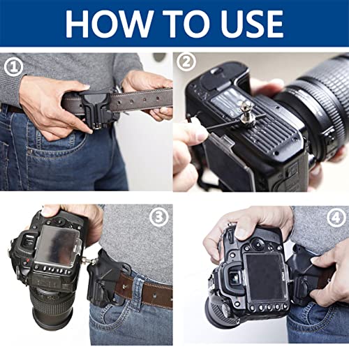 Clip para cámara para cinturón y ropa, clip para cinturón, soporte para cámara, 2 unidades para cámara réflex digital con 2 llaves inglesas para cámara réflex digital