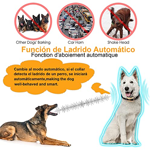 Cmonami Collar adiestramiento para Perros,Collar de Perro Resistente al Agua Recargable con Modos automáticos ,vibración, Sonido, con un Alcance de 730 Metros.