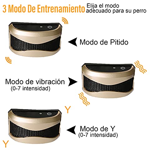 Cmonami Collar adiestramiento para Perros,Collar de Perro Resistente al Agua Recargable con Modos automáticos ,vibración, Sonido, con un Alcance de 730 Metros.