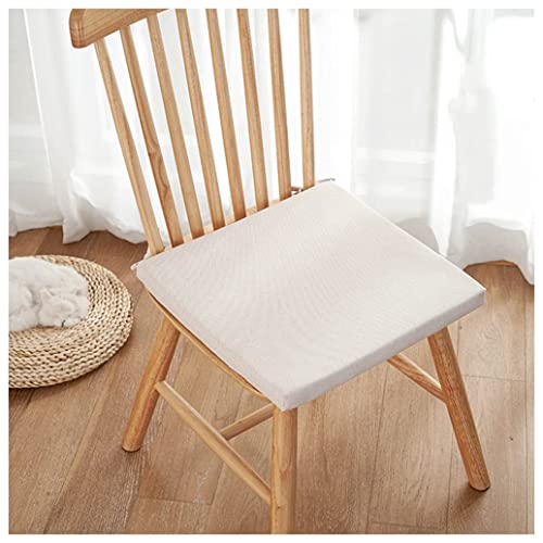 Cojín cuadrado para silla, almohadillas antideslizantes para silla con lazos para sillas plegables de metal / sillas de comedor, solo una almohadilla (Color: azul vaquero, tamaño: 45 * 45 cm) (Beige