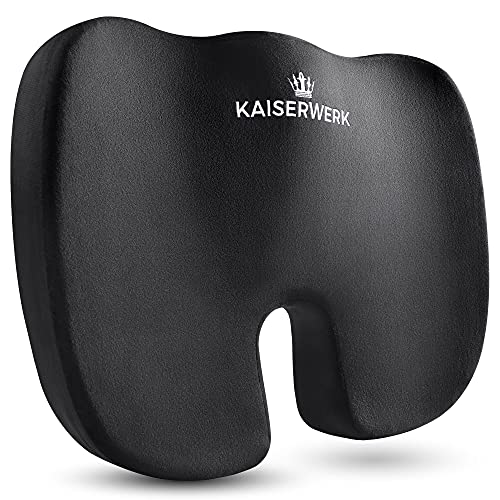 Cojín de asiento Kaiserwerk -suave hasta 90 kg- Cojín de coxis ergonómico de espuma viscoelástica, que alivia la presión y proporciona la más agradable sensación de estar sentado