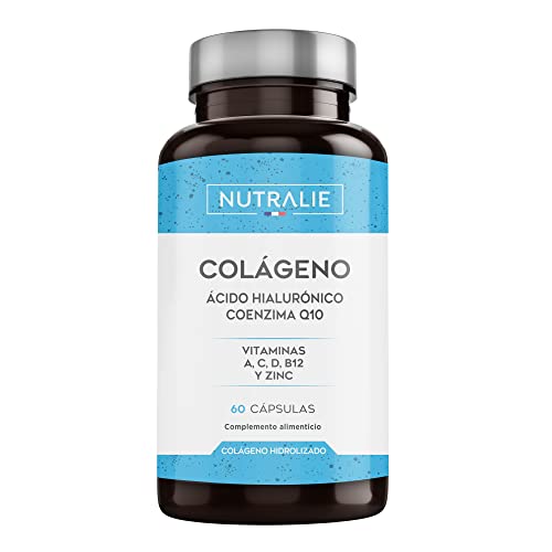 Colágeno + Ácido Hialurónico + Coenzima Q10 + Vitaminas A, C, D y B12 + Zinc | Energía y Articulaciones Fuertes | Colágeno Hidrolizado en 60 cápsulas | Nutralie