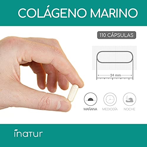 Colágeno Marino con Ácido Hialurónico + Co-Enzima Q10 – 110 cápsulas | Inatur | Vitaminas A B12 C D3 y E | Zinc | Suministro para 3 meses