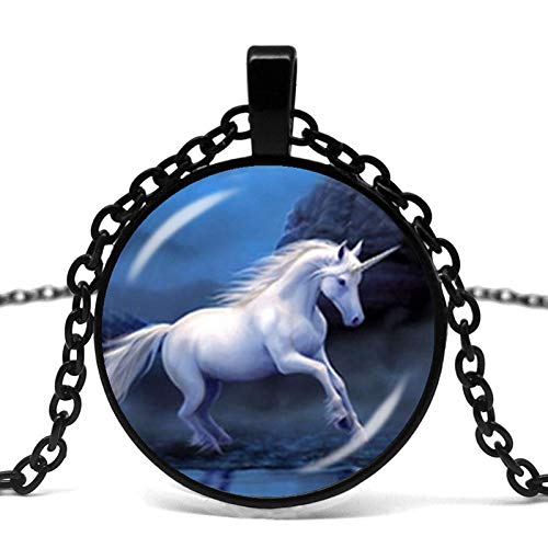 Collar con colgante de caballo blanco vintage con diseño de caballo, con foto de caballo, collar de cabujón
