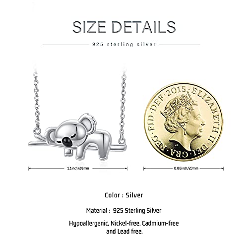 Collar de koala de plata de ley 925, collar con colgante de oso de Koala, joyería de animales bonitos, regalos de koala para mujeres, niñas, novia