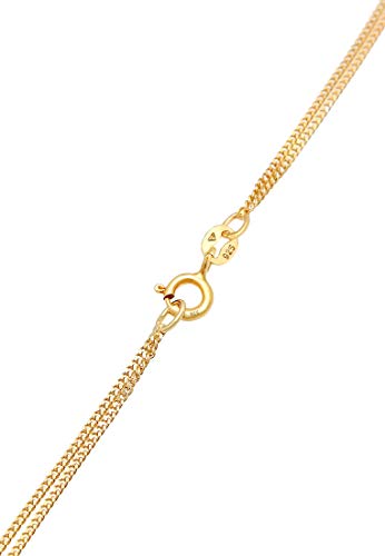 Collar de mujer capa de plata con trébol (6 mm) y símbolo de herradura (10 mm), cadena doble con colgante de la suerte de plata de ley 925 chapada en oro, cadena de la suerte para mujeres y niñas