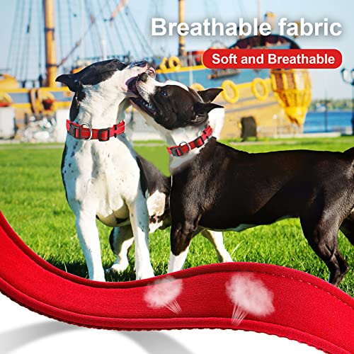 Collar de Perro Suave Acolchado Neopreno Ajustable Collares Reflectantes para Mascotas para Perros PequeñOs Medianos Grandes - Rojo -M