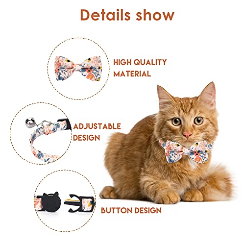 Collares de gato con campanas Pañuelo de pajarita extraíble, 2 collares para mascotas + 1 Pañuelo de perro + 1 lazo, Collar de gatito, Pañuelo de gato, Pajarita de perro