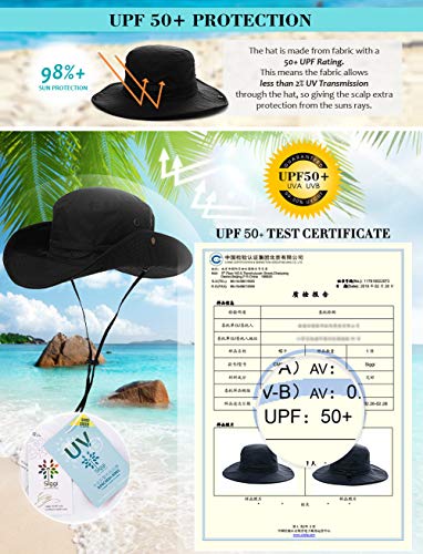 Comhats Sombrero de protección Solar UPF 50 con Visera Ancha y protección UV, Plegable, para Verano, al Aire Libre, para Safari, Pesca, Correa Ajustable para la Barbilla