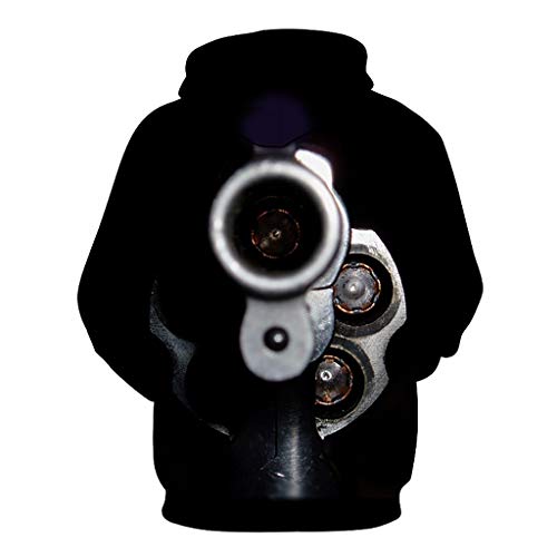 Cómodo Patrón Personalizado para Hombres y Mujeres Unisex de Manga Larga Sudadera 3D Digital Print Revolver Bozal Modelo Fresco de La Manera de La Personalidad Outwear Grandes Bolsillos