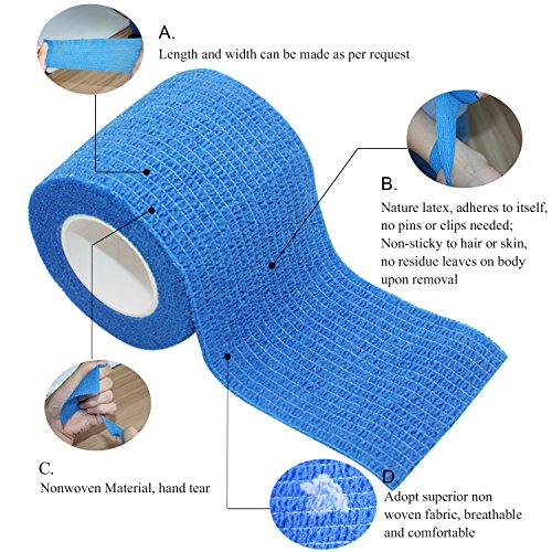 COMOmed Non-woven fabric self-adhesive Bandage venda cohesiva Mascota Vendaje Azul 7.5cmX4.5m 6 Volumen