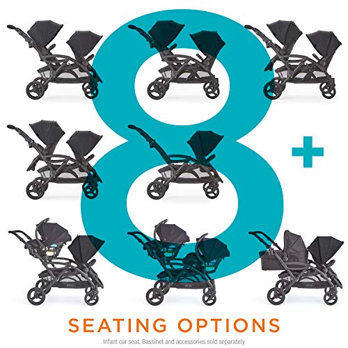 Contours opciones elite tandem doble del niño y del cochecito de bebé, asiento ajustable, marco ligero, asiento de coche de compatibilidad, gris carbón