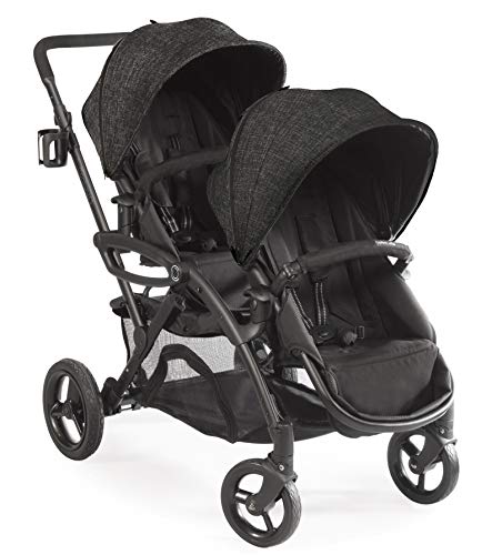 Contours opciones elite tandem doble del niño y del cochecito de bebé, asiento ajustable, marco ligero, asiento de coche de compatibilidad, gris carbón