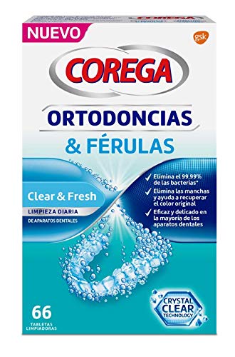 Corega Tabletas Limpiadoras para Férula Dental y Ortodoncia, Limpieza Rápida y Fácil de Usar, 66 Tabletas