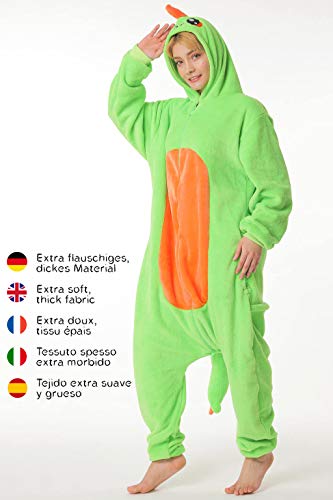 corimori- Byte El Dinosaurio Pijamas Animal Traje de Una Pieza Disfraz Adultos Invierno, Color verde, Talla 170-180 cm (1852) , color/modelo surtido