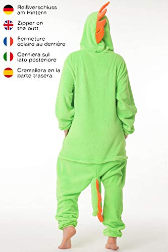 corimori- Byte El Dinosaurio Pijamas Animal Traje de Una Pieza Disfraz Adultos Invierno, Color verde, Talla 180-190 cm (1852) , color/modelo surtido