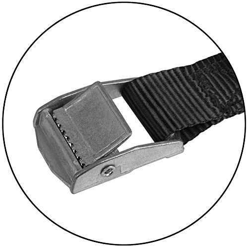 Correa de amarre cinturón de amarre con hebilla - Negro - en diferentes longitudes y cantidades resistente a 250 kg DIN EN 12195-2, Piezas:6 piezas 2.5 cm x 6 m