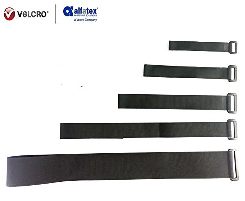 Correas de velcro ajustable de Alfatex®, correas de cierre de velcro para sujetacables y sujetador de organizador, nailon, negro, (2 piezas) 3cmx30cm