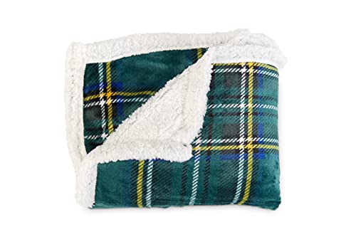 CosìCasa Manta de forro polar para sofá con estampado de sarga de 200 g/m², manta cálida y supersuave, manta de franela para cama individual de microfibra con estampado de tartán verde