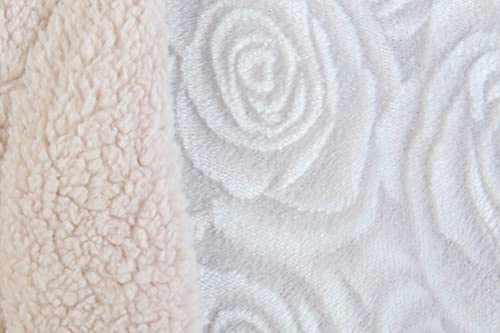CosìCasa Manta de forro polar para sofá con estampado retro de sherpa de 200 g/m², manta cálida y supersuave, manta de franela para cama individual de microfibra, estampado floral gris